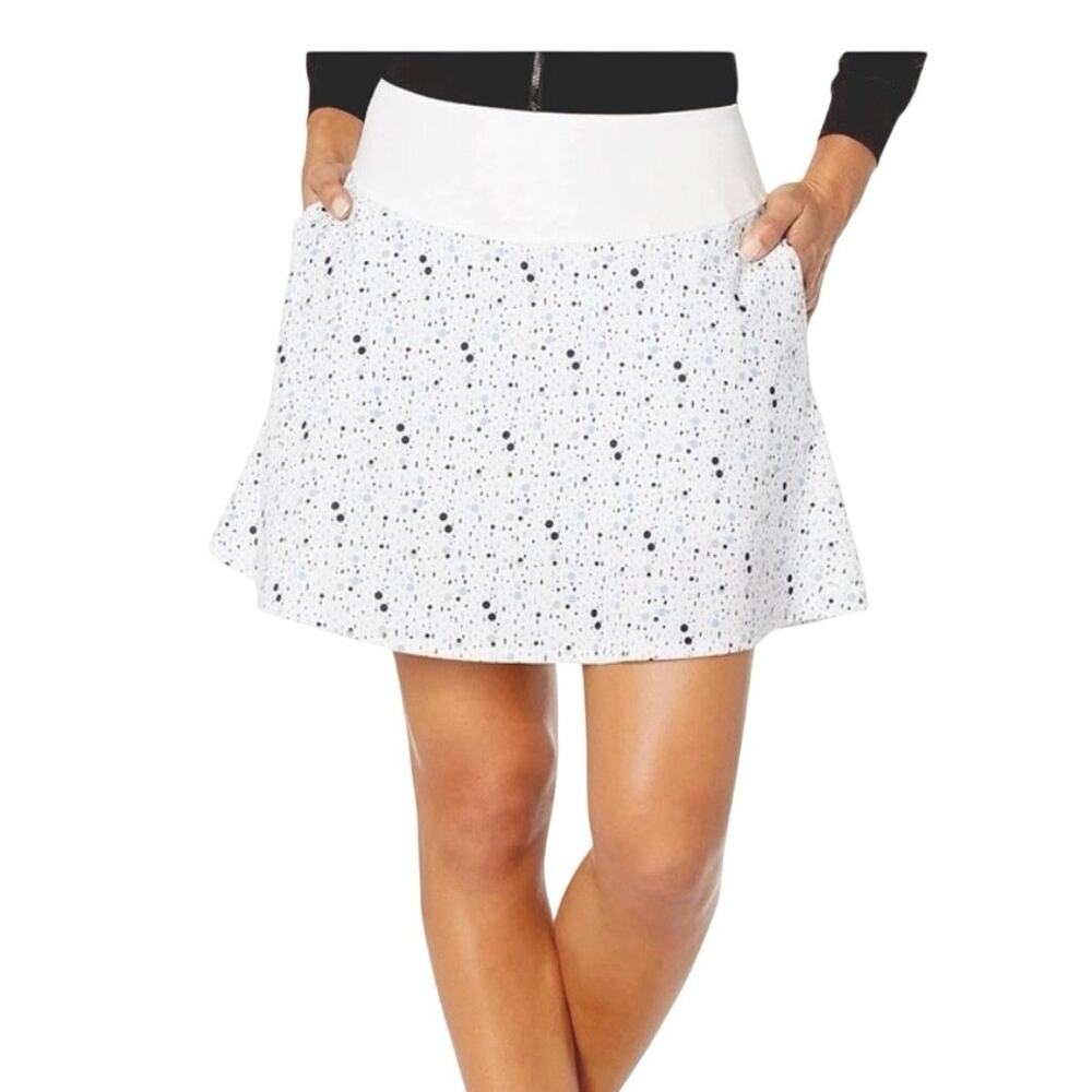 NWT Puma Power Shape UPF 50+ White Blue Athletic Polka Dot Skirt Skort Womens XL